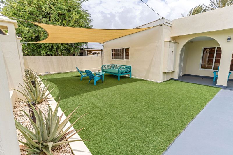 Lawn and apartments
